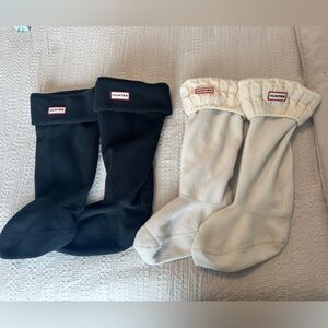 Hunter Black and Cream Knit Boot Socks